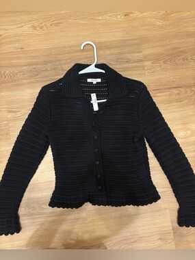 Madewell Pointelle-Knit Peplum Cardigan